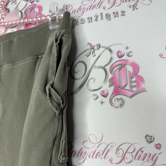 Crea concept pants joggers cargo distressed grey green zip up zipper unique luxe - Picture 9 of 10